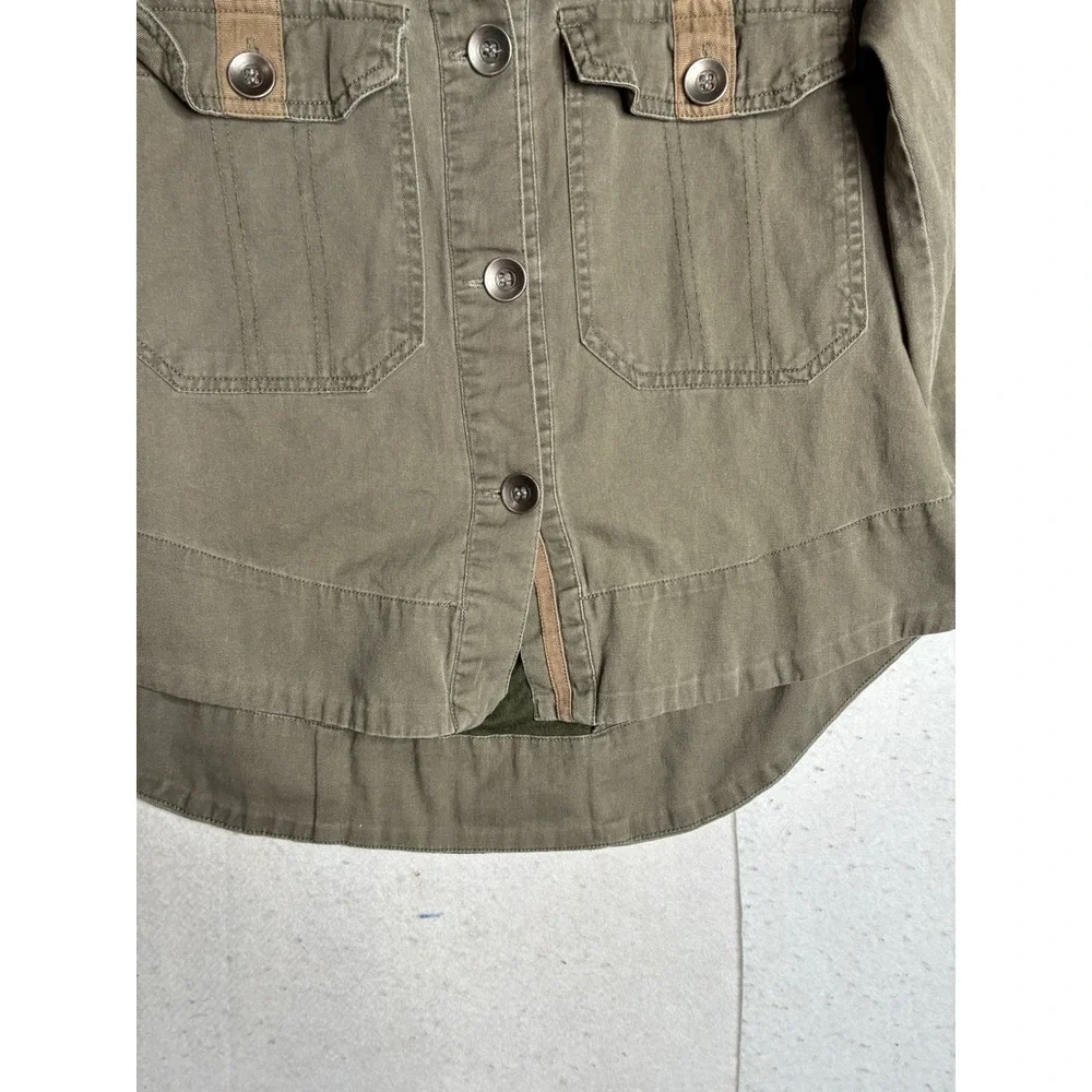 BKE Eased Womens Olive Green‎ Cotton Utility Jacket High Low Hem BKEDG1690 XS